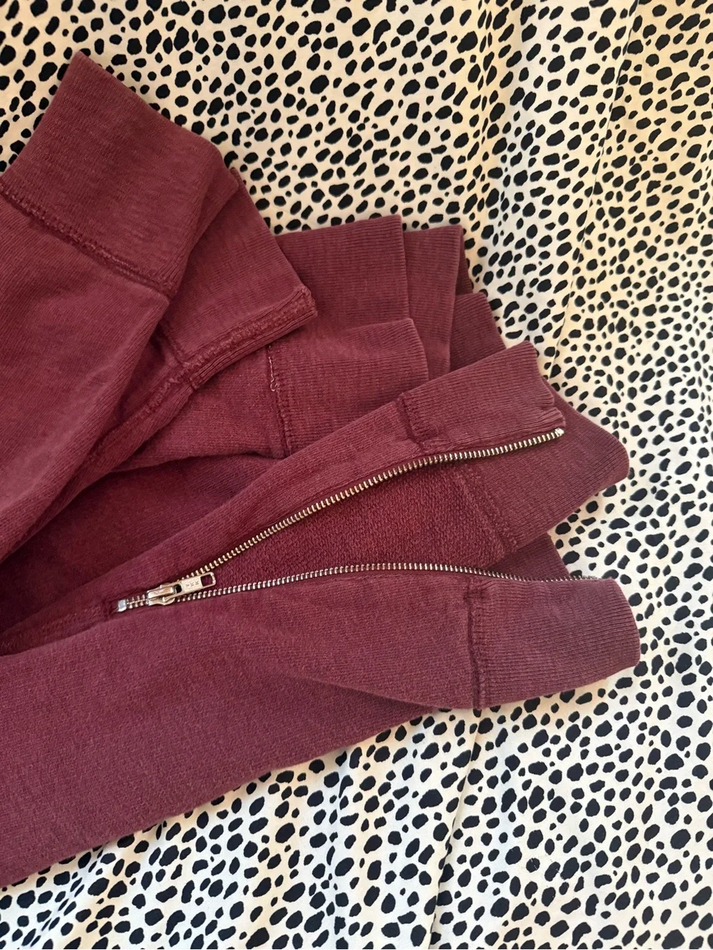 J. Crew Men's Crewneck Sweatshirt with Side Zippers in Burgundy